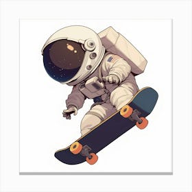 Astronaut Skateboarding 2 Canvas Print