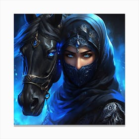 Muslim Woman With Horse Canvas Print