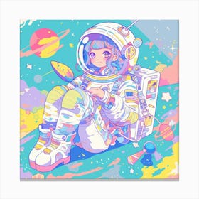 Cute Girl In Space 1 Canvas Print