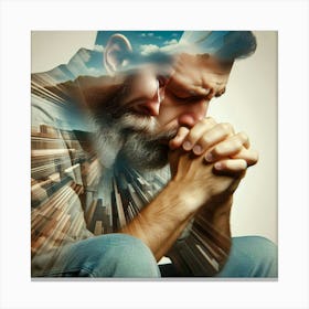 Man Praying In The City Canvas Print