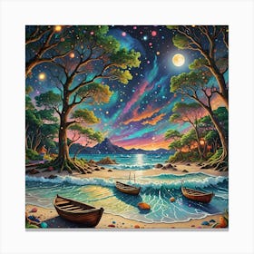 Night At The Beach Canvas Print