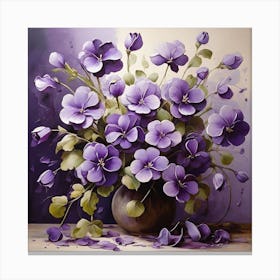 Purple Flowers In A Vase Canvas Print