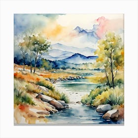 Watercolor Of A River 3 Canvas Print