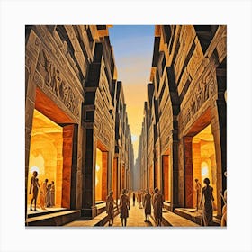 Ajanta Caves Perspective, India Cubism Style Canvas Print