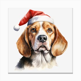 Beagle Christmas Hat 2 Canvas Print