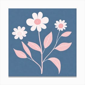 A White And Pink Flower In Minimalist Style Square Composition 598 Canvas Print