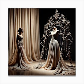 Two Women In Dresses Canvas Print