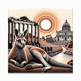 Kangaroo In Rome 3 Canvas Print