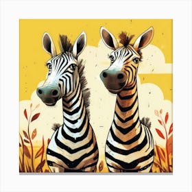 Zebras Cartoon 3 Leinwandbild