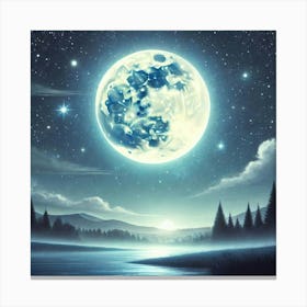 Full Moon Over Water 3 Canvas Print