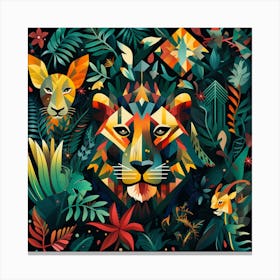 Lion In The Jungle 17 Canvas Print