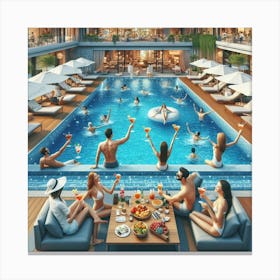 Pool Party At The Hotel Canvas Print