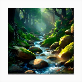 Stream In The Forest Canvas Print