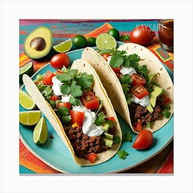 Two Tacos On A Plate 1 Canvas Print