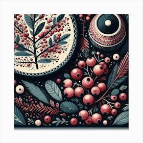 Scandinavian Art, Barberry berries 2 Canvas Print