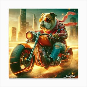 Orange Punk Bulldog Rider II. Canvas Print