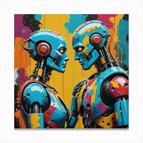 Robots In Love Canvas Print