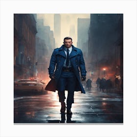 Man In Blue Coat Canvas Print