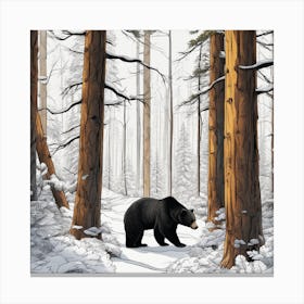 Black Bear In The Woods 4 Canvas Print