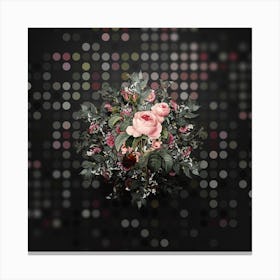 Vintage Provence Rose Flower Wreath on Dot Bokeh Pattern n.0403 Canvas Print