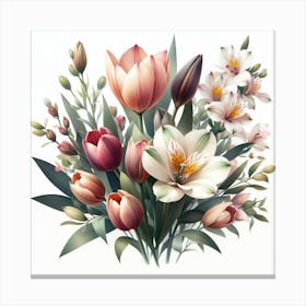 Tulips and Alstroemeria 3 Canvas Print