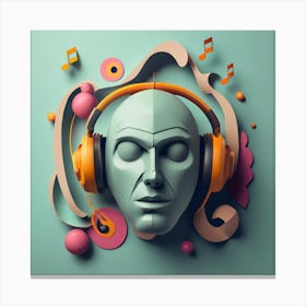 Head With Headphones 2 Canvas Print