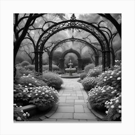 Garden In Black And White Canvas Print