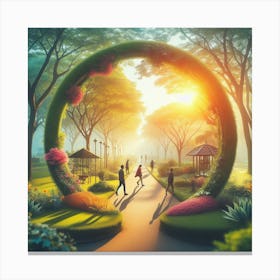 Morning Walk in Garden Canvas Print