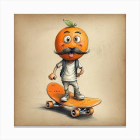 Orange Man On Skateboard 4 Canvas Print