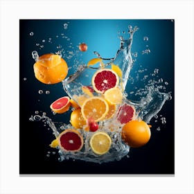 Citrus Fruit Splashing Water 2 Canvas Print