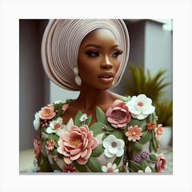 Nigerian Woman In Floral Dress Canvas Print