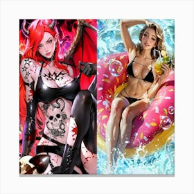 Two Women In Bikinis 9 Canvas Print