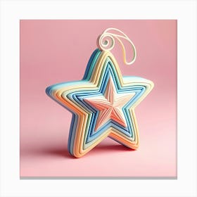 A 3d Model Of A Bright Star In Pastel Colors With A Whimsical Appearance 3 Canvas Print