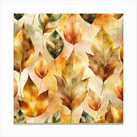 Autumn Leaves Seamless Pattern 22 Canvas Print