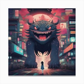 Monster In The City Canvas Print