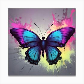 Butterfly With Paint Splashes 12 Canvas Print