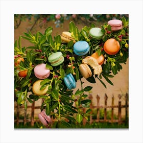 Macaron Plant Cream & Green (3) Canvas Print