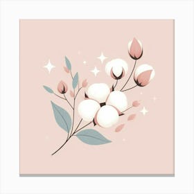 Cotton Flower branch, Vector art 5 Canvas Print