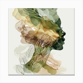 Watercolor Portrait Of A Woman 3 Canvas Print