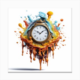 Clock With Paint Splashes Canvas Print