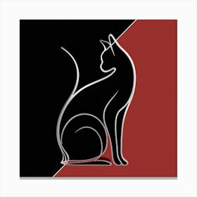 Cat In Black And Red 1 Canvas Print