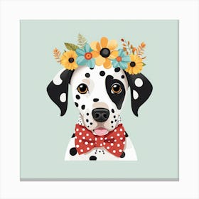 Floral Baby Dalmatian Dog Nursery Illustration (4) Canvas Print