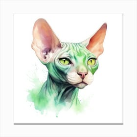 Don Sphynx Green Eyed Cat Portrait 3 Canvas Print