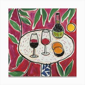Wine With Friends Matisse Style 5 Canvas Print