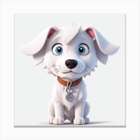 Cartoon Dog With Blue Eyes Canvas Print