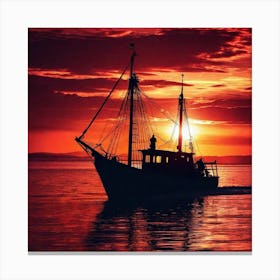 Sunset Boat 6 Canvas Print