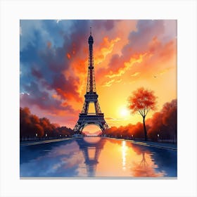 Sunset Eiffel Tower Canvas Print