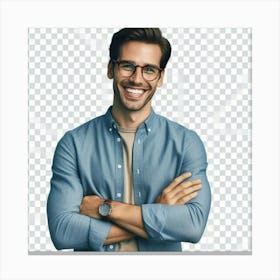Smiling Man In Glasses Canvas Print