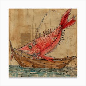 Red Fish In A Boat Canvas Print