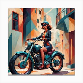Retro Biker Chick 1 Canvas Print